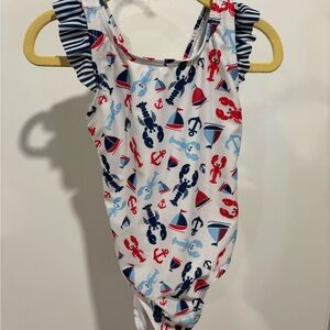 Flap Happy Kids Swim One Piece - Red, Blue, White